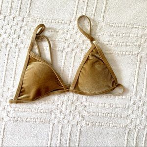 TAN VELVET TRIANGLE BIKINI TOP SIZE MEDIUM!!!